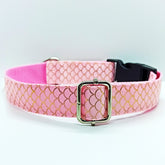 Pink with Golden Scale Pattern Dog Collar - S-L sizes with custom matching pet tag - Adventures of Rubi